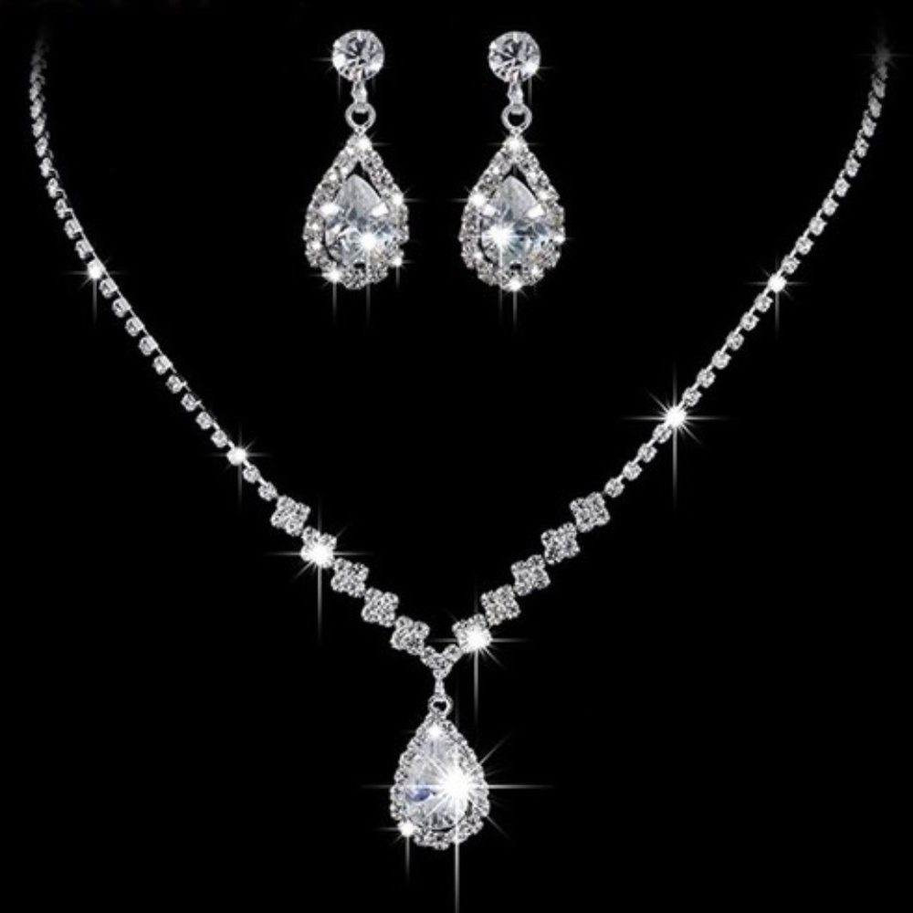 Rhinestone Teardrop Bridal Set